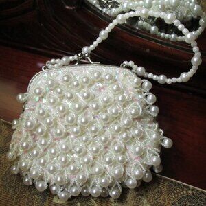Faux Pearls, Beads and Sequins Bridal Purse